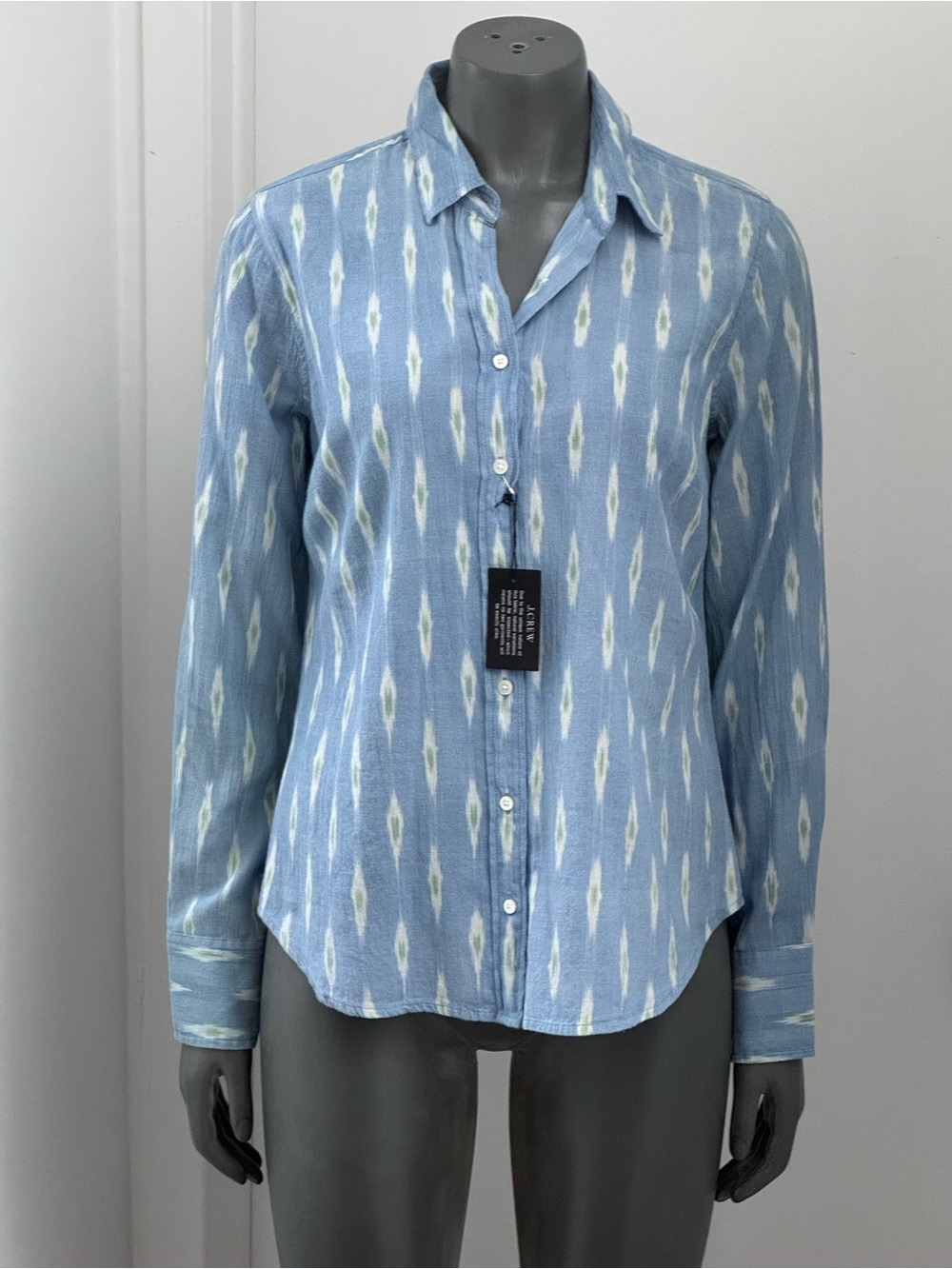 J. Crew Light Blue Ikat Print Button Shirt